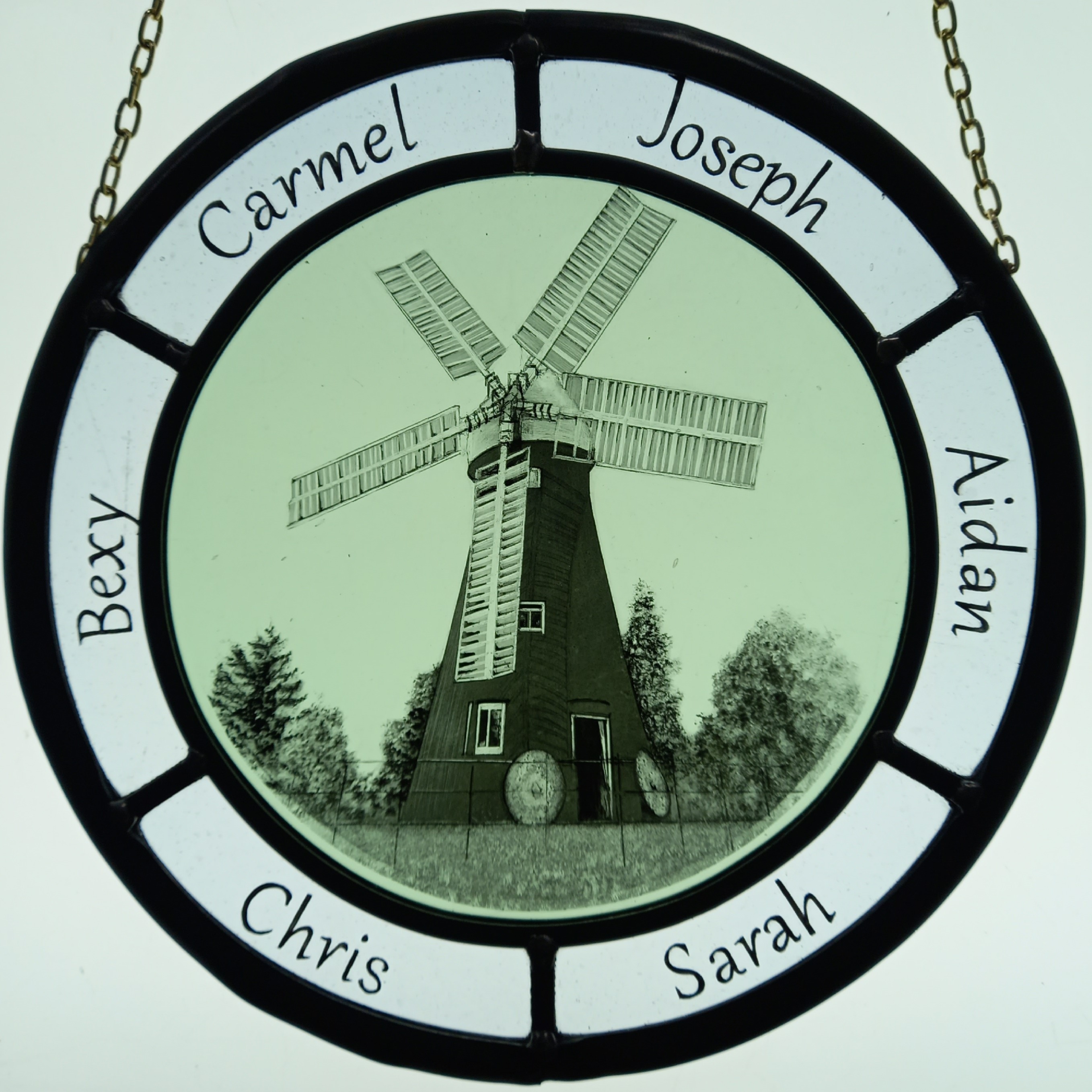 Family Windmill Roundel — stained glass by Eleanor Carr