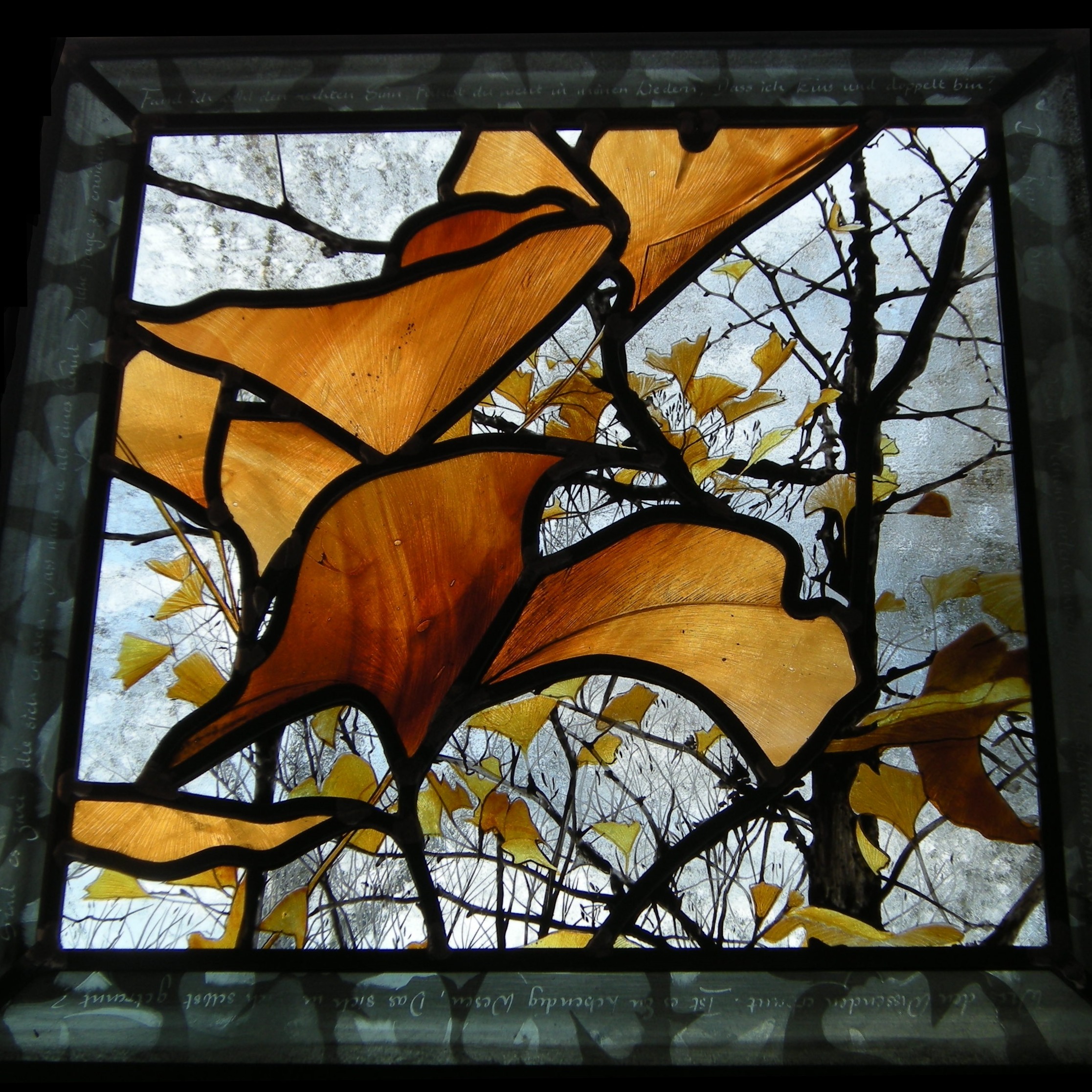 Autumn Ginkgo — stained glass by Eleanor Carr