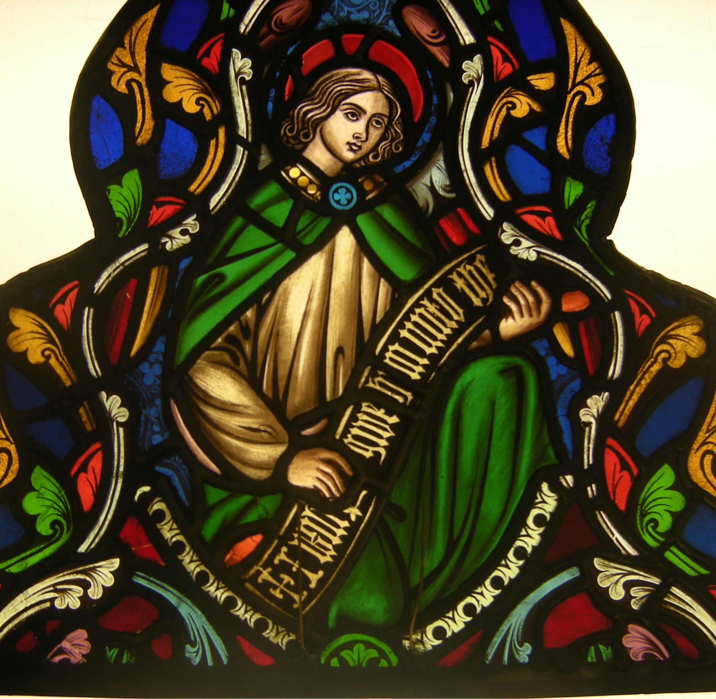 Saint Window — After — stained glass restoration by Eleanor Carr