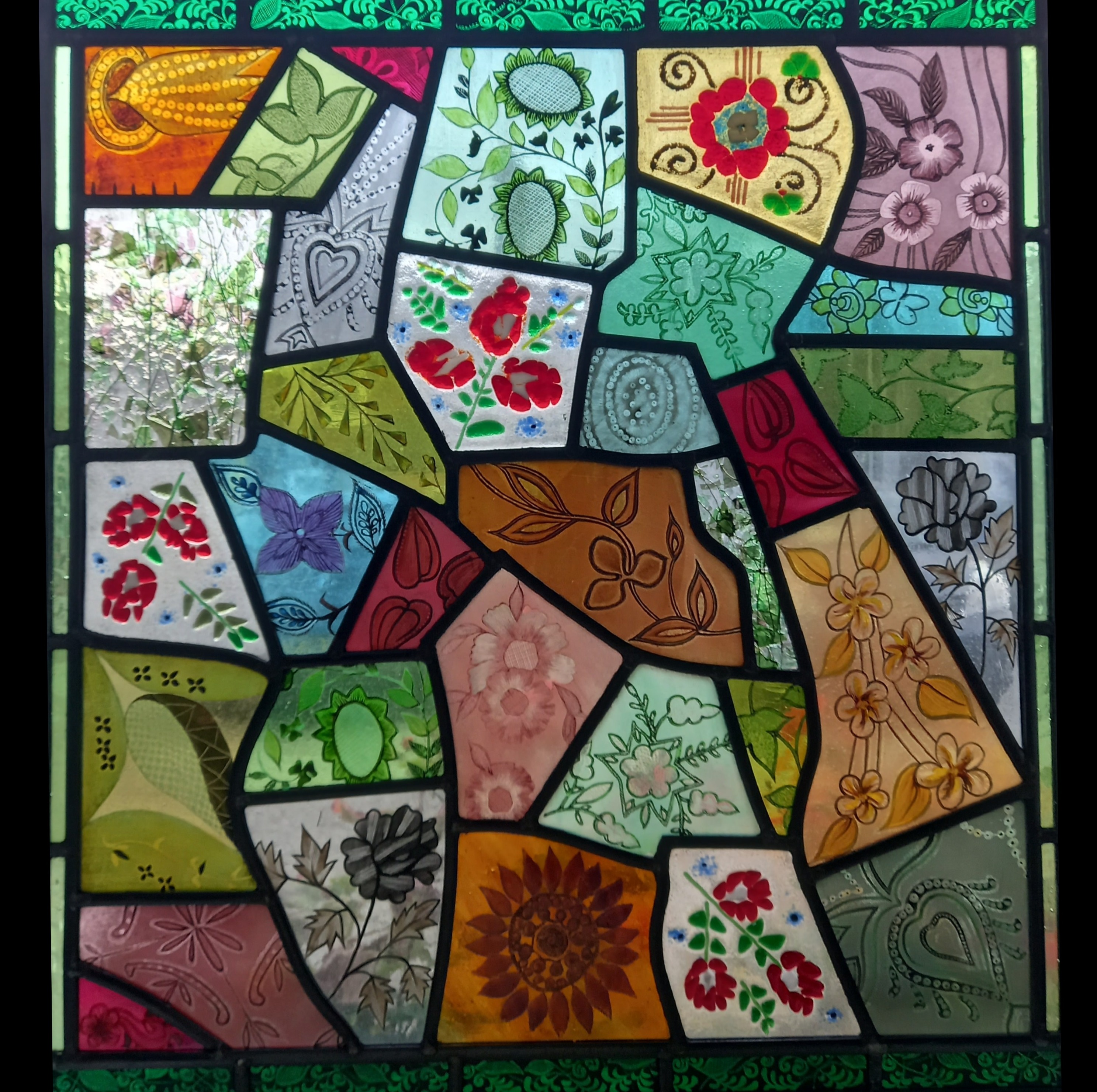 Floral Patchwork — stained glass by Eleanor Carr
