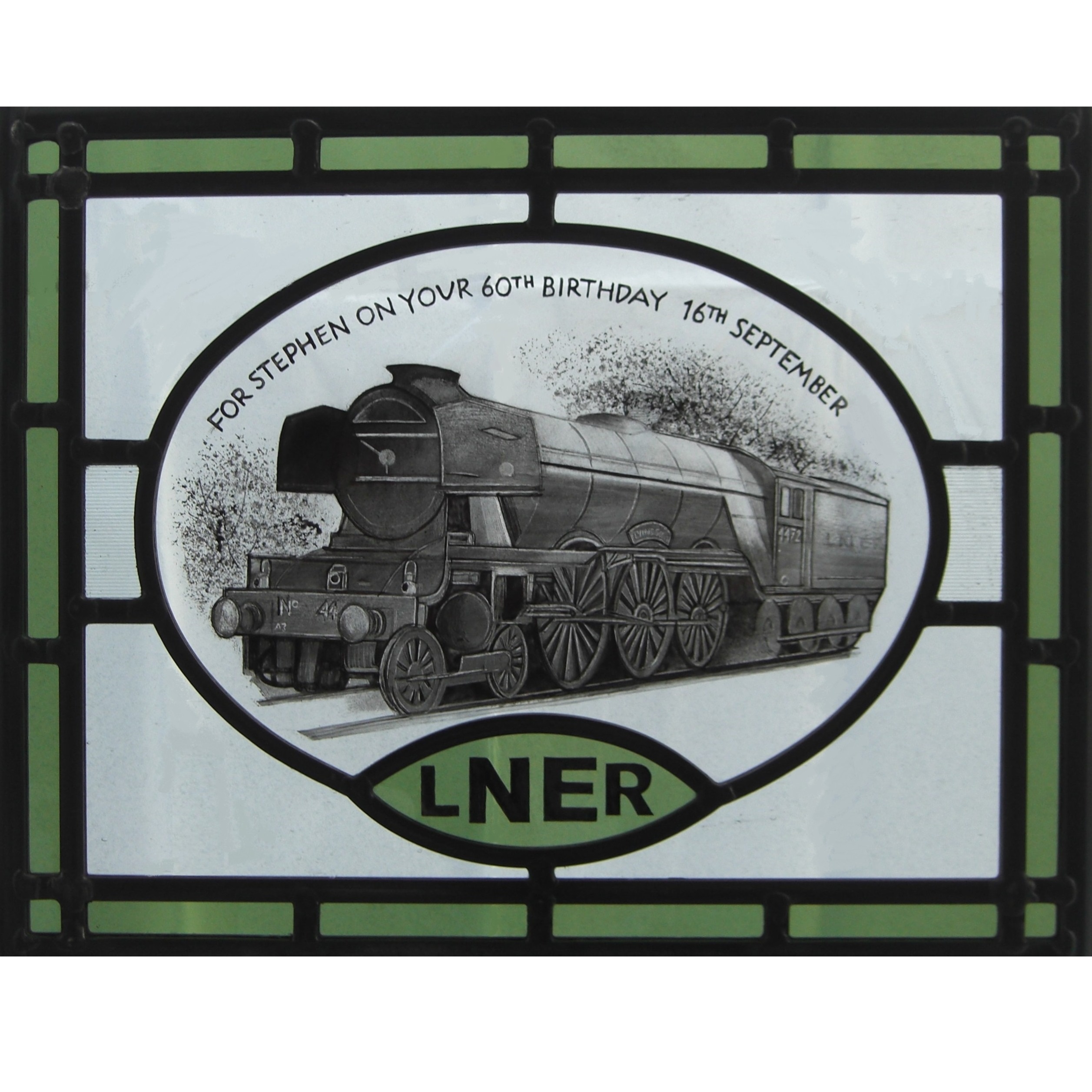 Flying Scotsman — stained glass by Eleanor Carr
