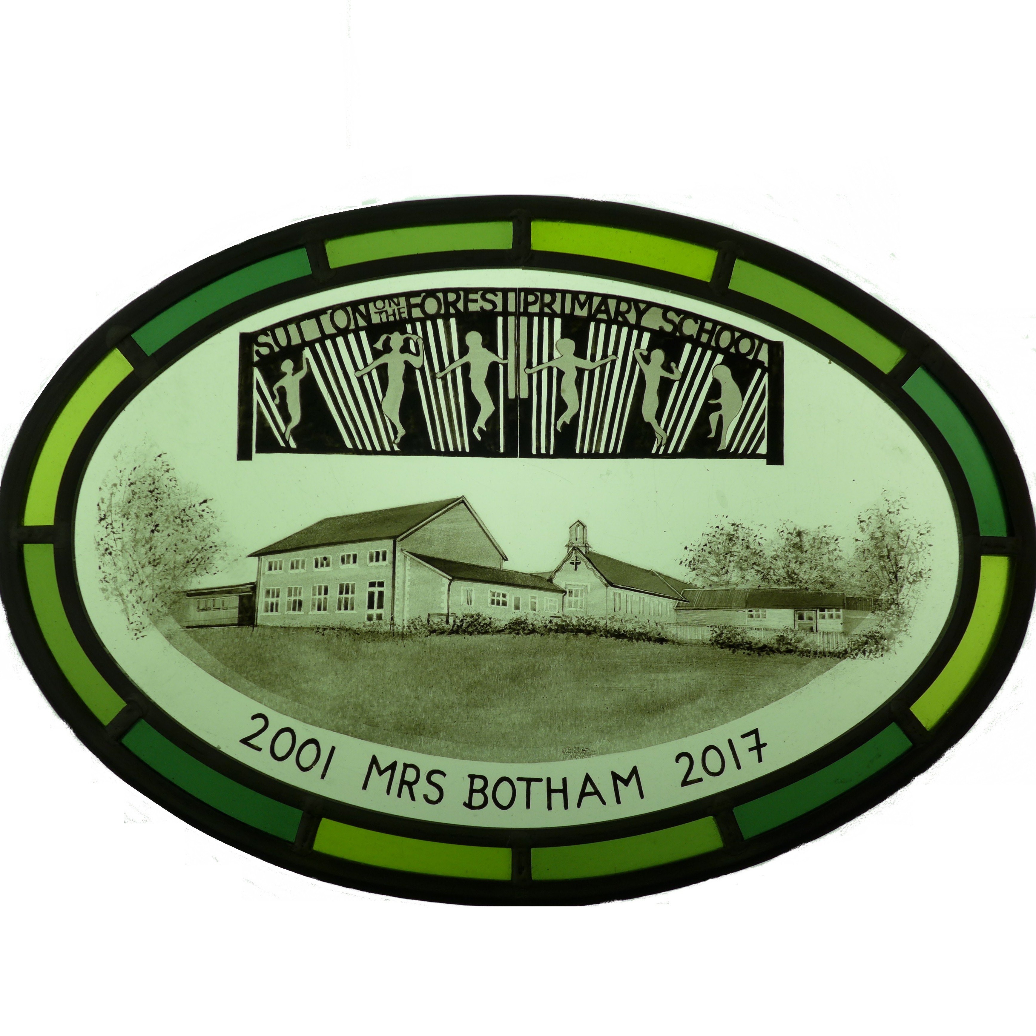 Commemorative Oval — stained glass by Eleanor Carr