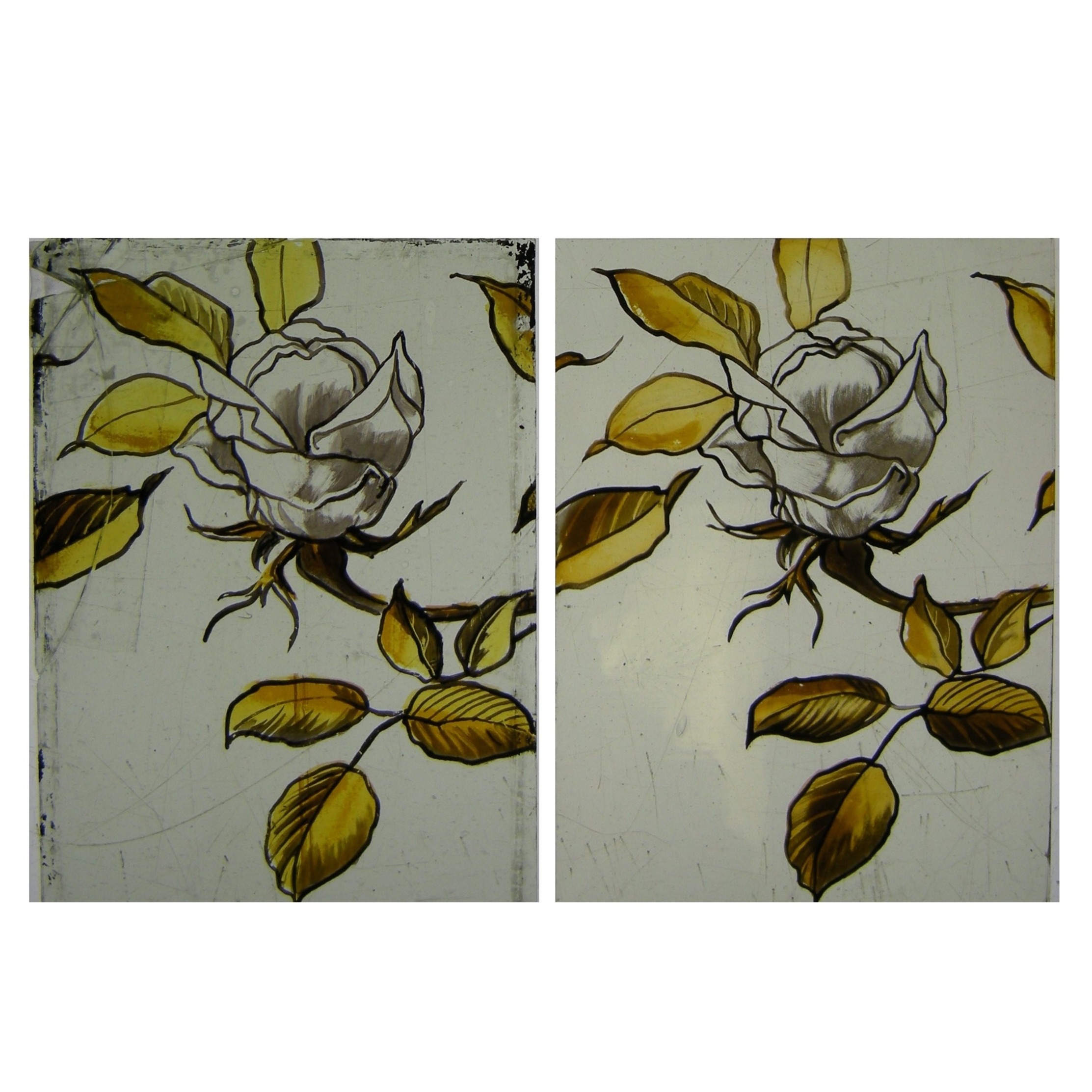 Rosebud Study — stained glass restoration by Eleanor Carr