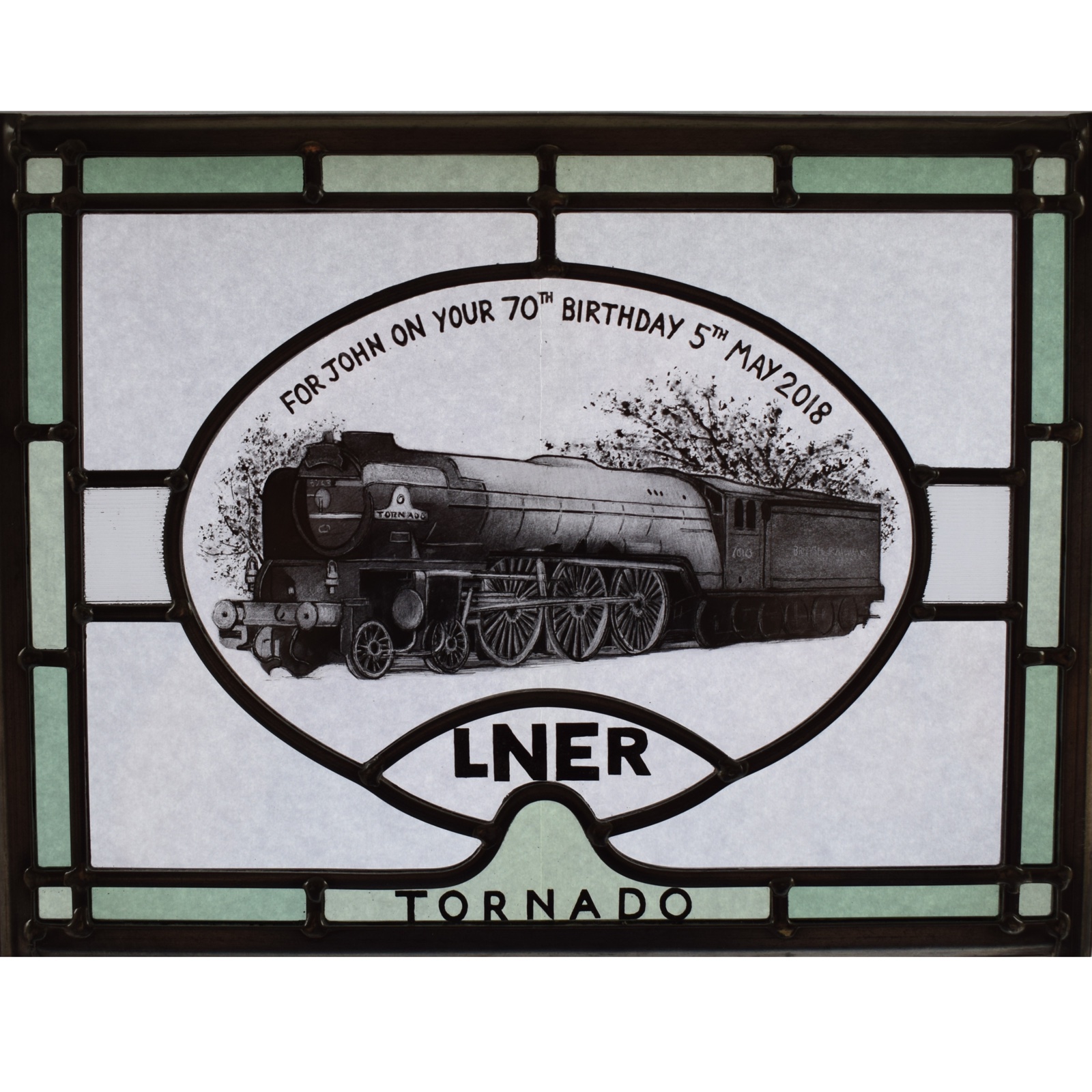 LNER Tornado — stained glass by Eleanor Carr