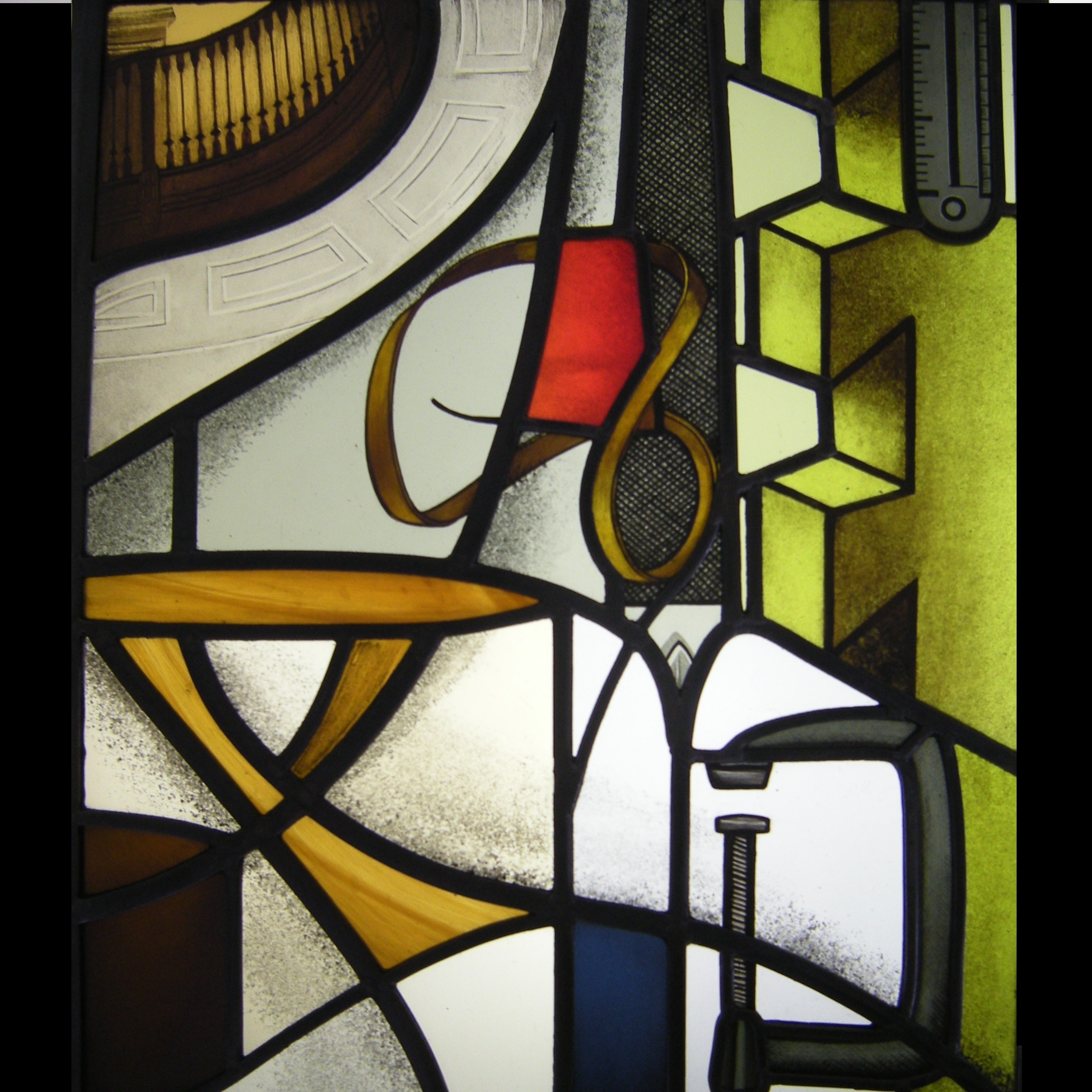 Woodworkers — stained glass by Eleanor Carr